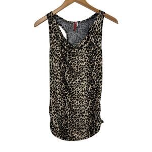 Topia Tank Top Women S Black Brown Leopard Sequin Bling Mesh Y2K Ruched Vintage